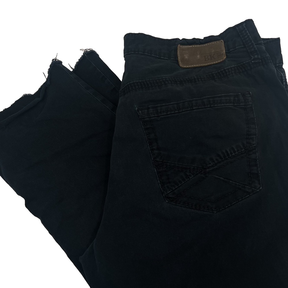 BKE Men's Sz 36L* (37x30) Black Jake Straight Distressed Raw Hem* Pants Stretch
